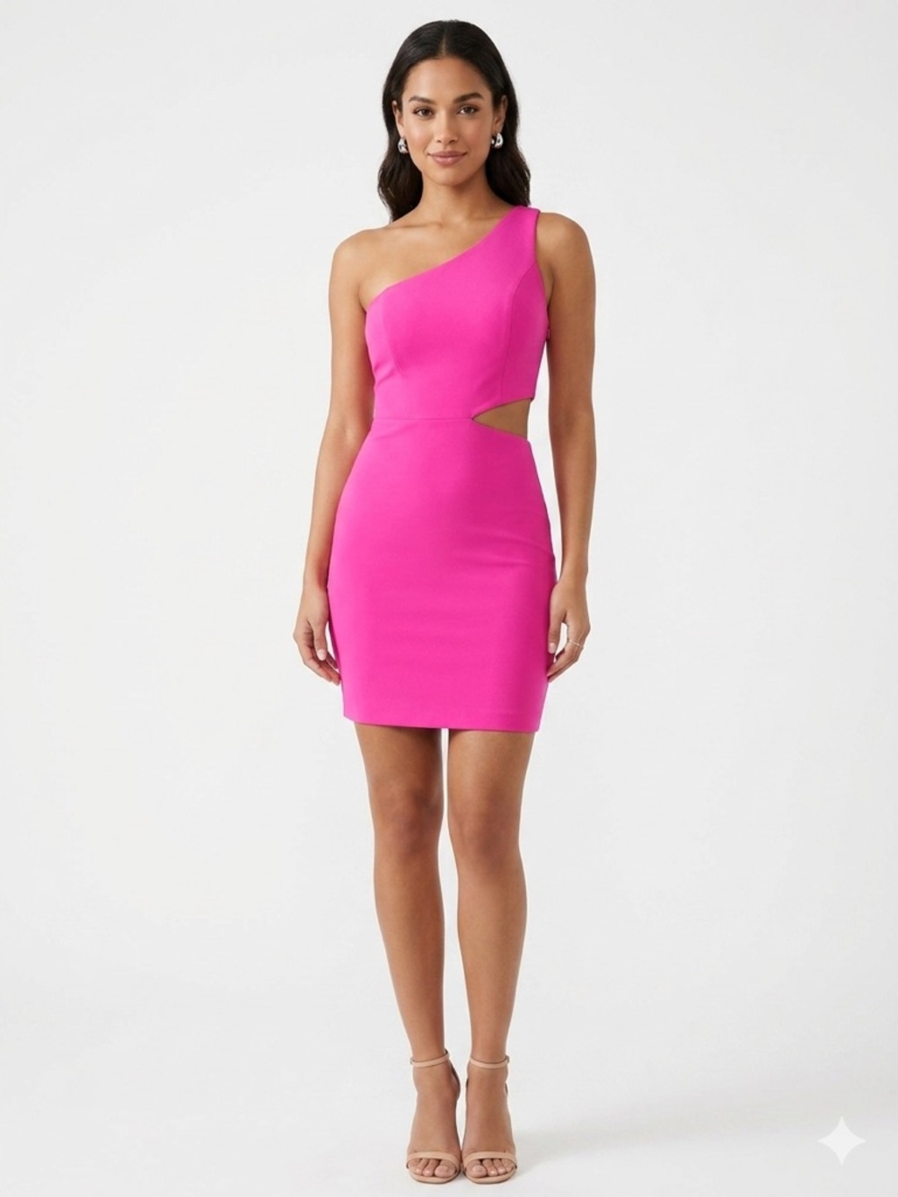 Karlie Hot Pink One Shoulder Cutout Dress Bodycon Size M